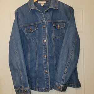 Vintage Jones NY Sport Stretch Denim Jean Jacket Med Wash Women's Size Large